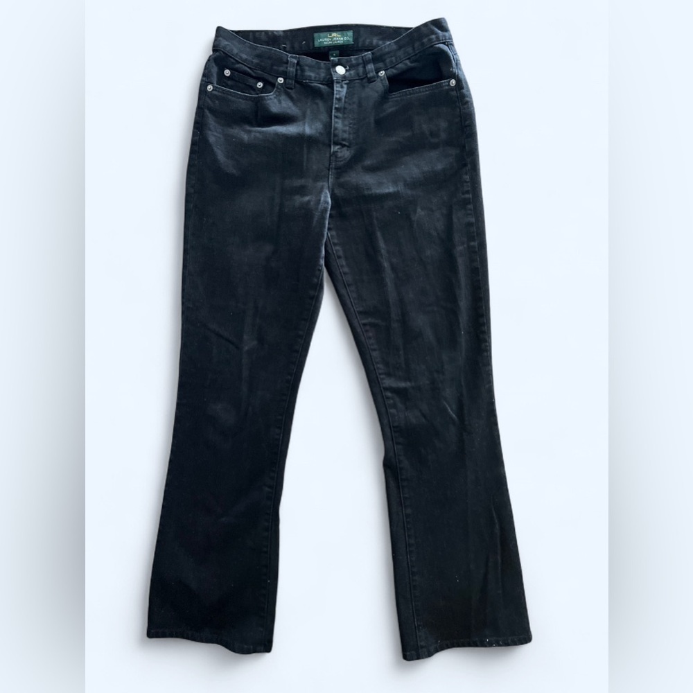 Ralph Lauren Women’s Black Cotton Denim Boot Cut Jeans Pants Preppy Casual 8
